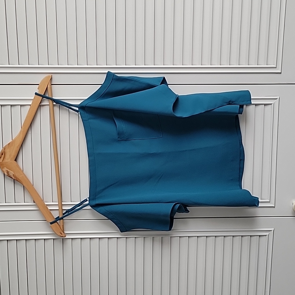 Olivia Grey, teal, size Small off the shoulder top with spaghetti straps